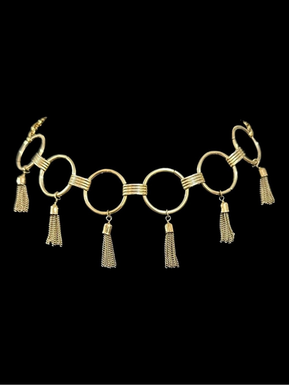 Gold-Tone Circle Link Tassel Necklace - Women Jewelry